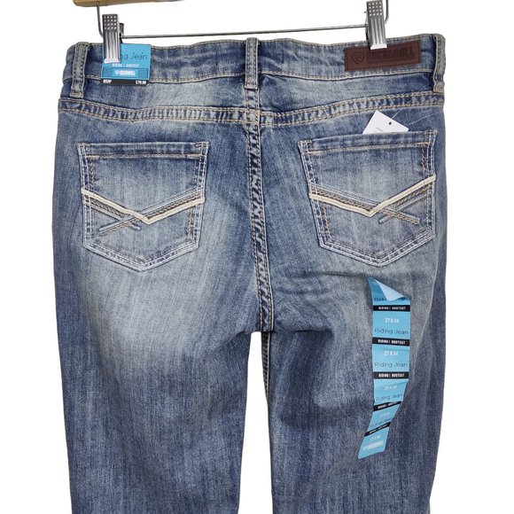 ROCK & ROLL Womens Riding Jeans Bootcut Distressed Medium Wash Denim W27 NWT - Picture 4 of 13